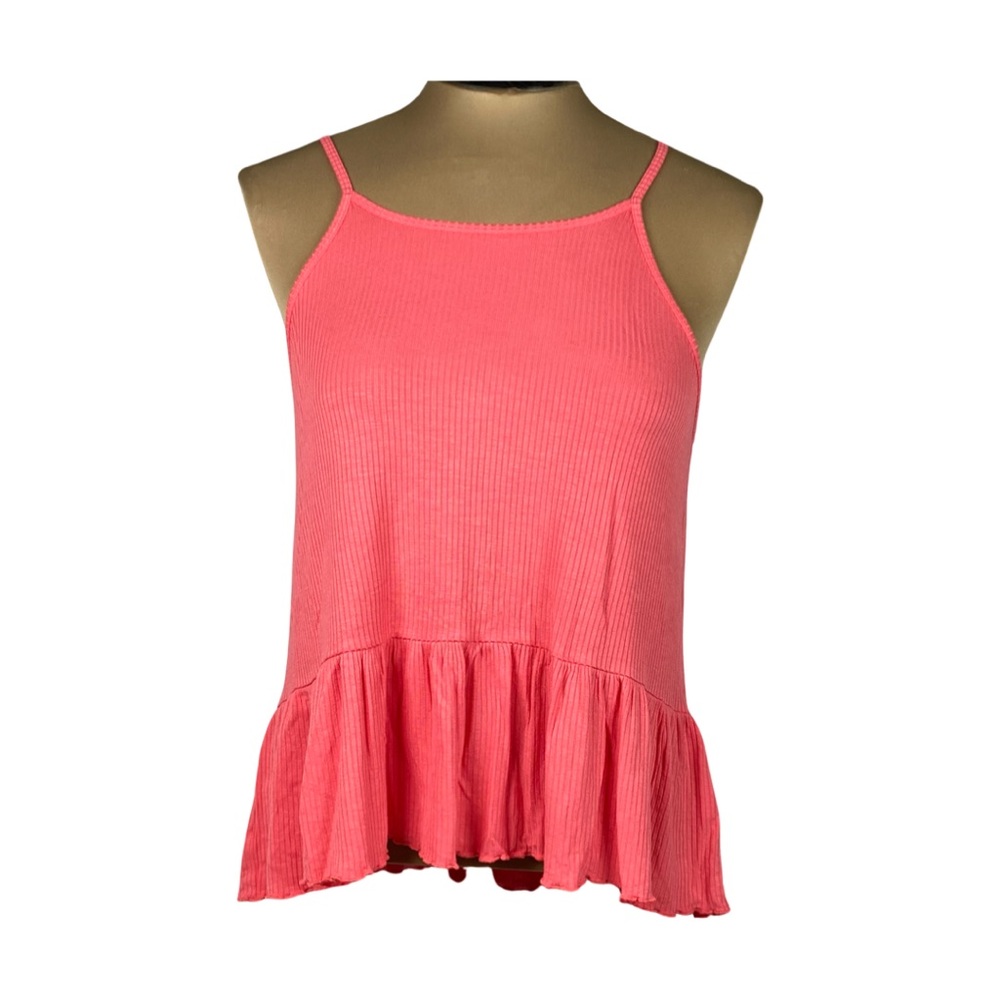 American Eagle Soft & Sexy Ribbed Cropped Flutter Hem Racer Back Tank Size S